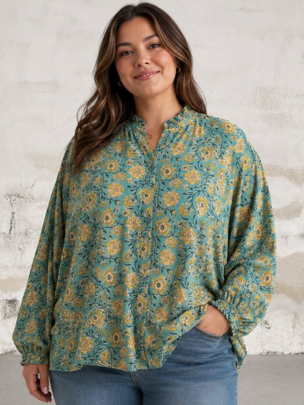 Charina Sarte Floral Print Women's Blouse Size Large